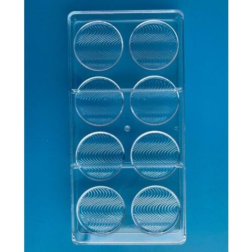 8 Cavity Plastic Chocolate Mold Round Wave Shape Polycarbonate Chocolate Form Mould Baking Pastry Cake Decoration Bakery Tools