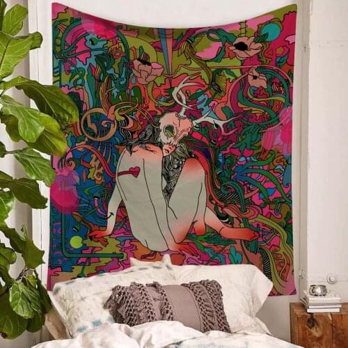 Watercolor Banshee pattern Wall Rugs Tapestry Hanging Decor Dorm Room Decoration Tapestry Psychedelic Wall Prints 95x73 cm