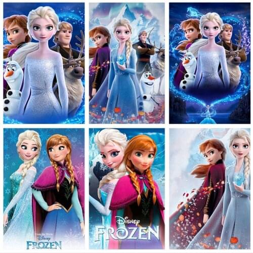Disney 5D DIY Diamond Painting Cartoon Cross Stitch Full Square Round Diamond Embroidery Ice Sister Elsa&Anna Mosaic Home Decor