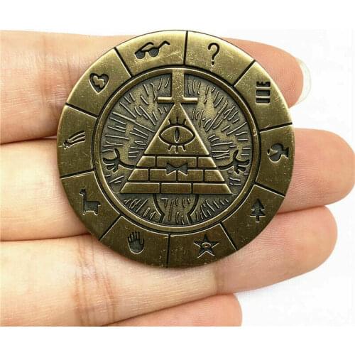 Bill Cipher Ruu Cipher Metal Badge Pin for clothes and backpack The Zodiac Embossing Brooch Chest pin Costume kids Gift