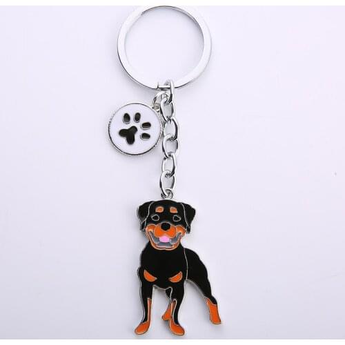 Simple Rottweiler Dog Pendant Keychain Alloy Metal Bag Charm for Men and Women Car Keychain Keyring Jewelry Decoration Gift