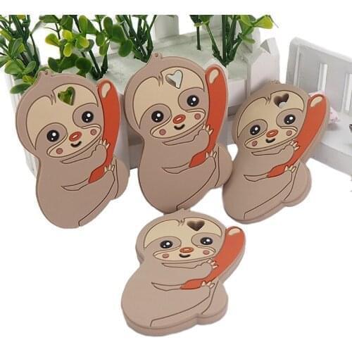 Chenkai 10PCS Silicone Sloths Teether Baby Teething Nursing Teether BPA Free For DIY Infant Chewable Silicone Pacifier Accessory