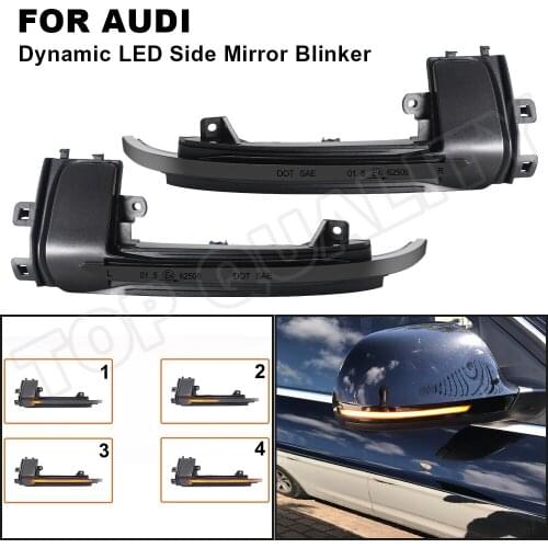 For Audi A4 S4 RS4 A3 8P B8 A5 S5 RS5 Dynamic LED Side Mirror Turn Signal Light Amber Blinker Lamp Smoke Lens OEM# 8K0949102C