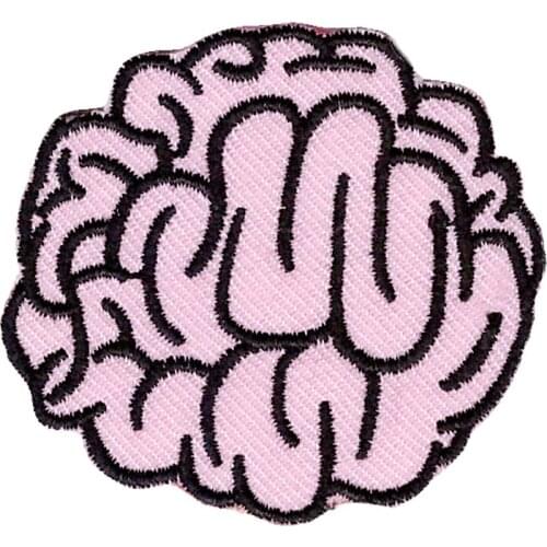 Graphic designing kawaii biker applique brain shape