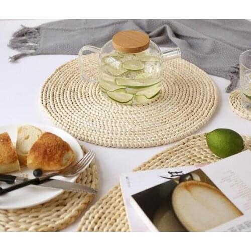 300PCS Corn fur woven Dining Table Mat Heat Insulation Pot Holder Round Coasters Coffee Drink Tea Cup Table Placemats