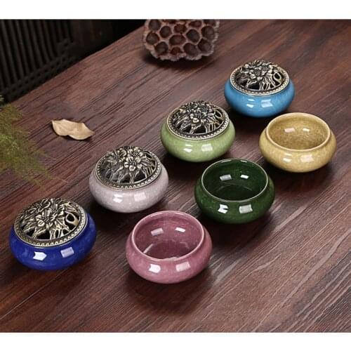 Colorful Porcelain Incense Burner Buddhist Ceramic Cone Incense Burner Holder