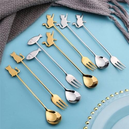 304 stainless steel creative net red coffee spoon_Japanese dessert spoon_hanging cup cute cartoon stirring spoon