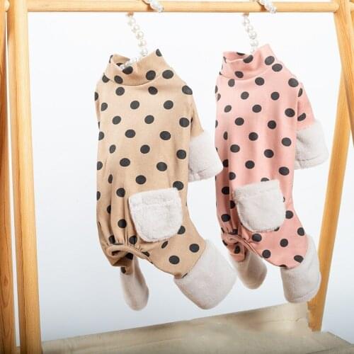 Cute Dots Dog Jumpsuit Pajamas Chihuahua Yorkies Small Dog Costume Overalls Winter Pet Clothes Outfit Garment Dropship Dog Coat