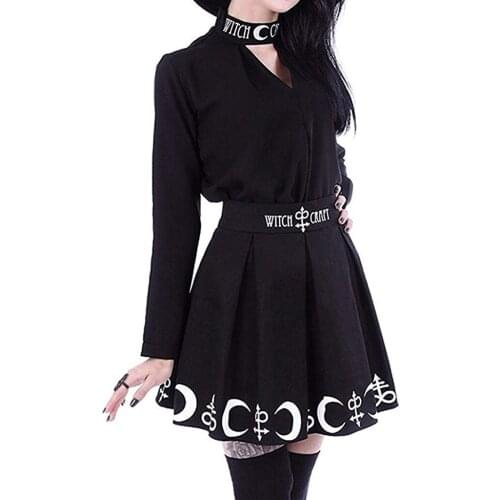 Mini Pleated Skirt Women Summer Witchcraft Moon Magic Spell Symbols Black Gothic Punk Skirts Womens 2021 New Skirts юбка