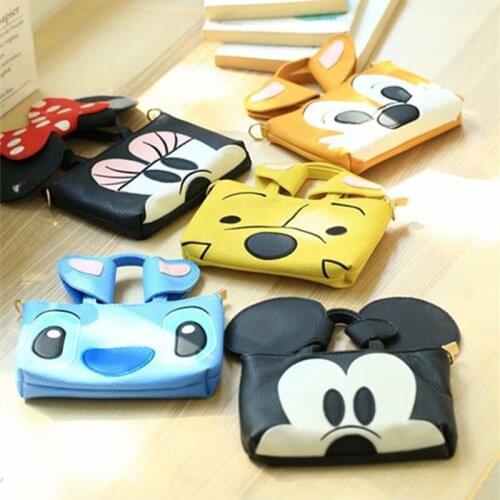 Fashion Disney Mickey Mouse Minnie Winnie Cartoon Hobos Bag Handbag Holiday Gift Zipper Cute Children Phone Bag Zero Wallet