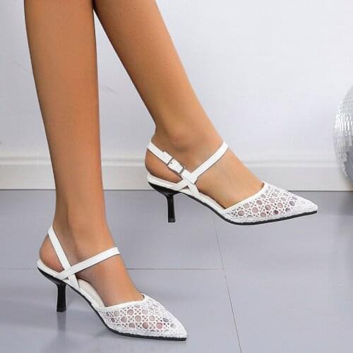 Fashion Women High Heels 2.36 Inches Beautiful Mesh Sexy Sandals（Size 35-41