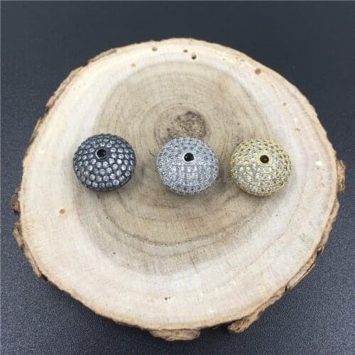 MY0732 Multi Color Micro Pave CZ Clear Zirconia Flat Round Shape Copper Beads Pave Zircon Charm Bracelet Metal Hole Beads