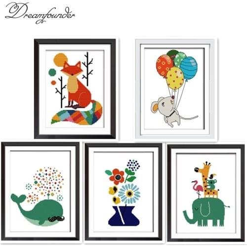 Elephant and little animals cross stitch kit animal18ct 14ct 11ct count print stitching embroidery DIY handmade needlework plus