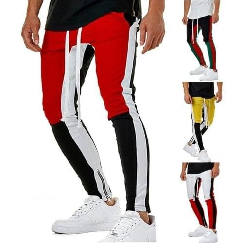 QNPQYX New Mens Pants Hip Hop Stitching Contrast Color Slim-fitting Casual Pants Sports Fitness Jogging Trousers Men