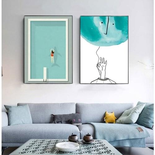 Simple Minimalist Swimming Pool Canvas Print Painting Poster Art Wall Pictures for Living Room Home Decor Wall Decor