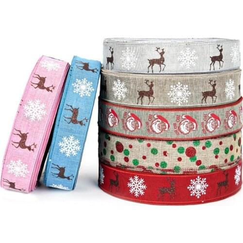 2meter Christmas Ribbon Linen Merry Christmas Snowflake Lace Ribbon DIY Sewing For Wedding Christmas Tree Decoration