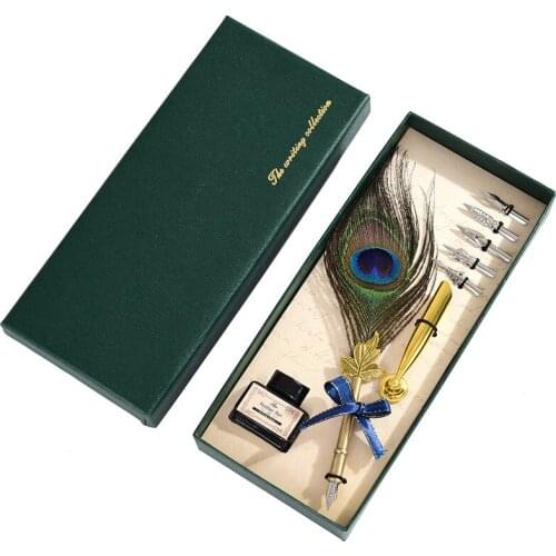 Simple Retro Feather Pen Teachers Day European Style Water Pen Gift Set Writing Implement Gift Stationery School Supplies