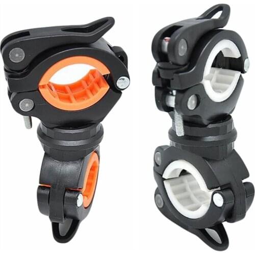 360 Degree Rotating LED Front Cycling Light Holder Bicycle Flashlight Lamp Clip Handlebar Mount Air Pump Bracket Bike Accessory