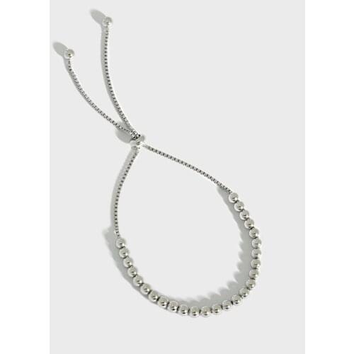 YPAY 100% Genuine 925 Sterling Silver Adjustable Chain Bracelet for Women Teen Girls Lady Korea INS Beads Jewelry YMB120