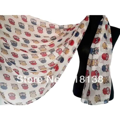 Cute Owl Bird Print Womens Scarf Wrap Oversize Shawl Accessories, Free Shipping