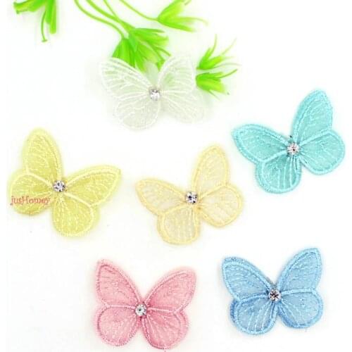20PCS/lot 3D Lace Butterfly Appliques 4.3cm Pastel Translucent Double layer for Party Decor,Garment Accessories,DIY project