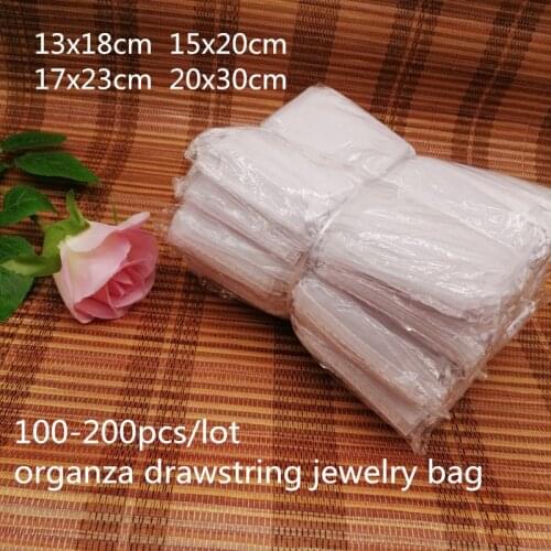 200pcs/lot Jewelry Pouch Drawstring Organza Bags Wedding Candy Party Favor Gift Bags For Jewelry Packaging Display Jewellery Bag