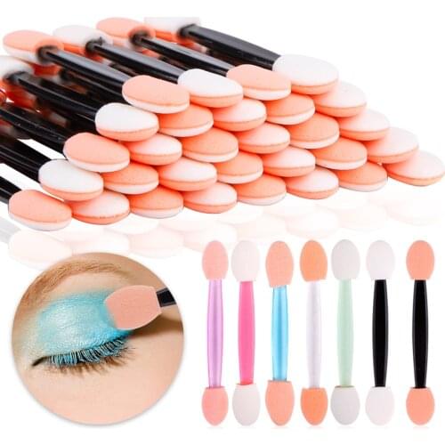 30/50/100Pcs Disposable Eyeshadow Brush Dual Sided Eye Shadow Sponge Applicators Nylon Cosmetic Women Eye Makeup Applicator Tool