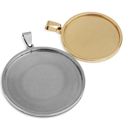5pcs/lot Stainless Steel 20/25/30/35mm Round Base Tray Bezels Blank Setting For Jewelry Making Findings Bracelet Pendant