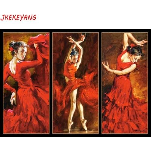 5d diy diamond painting Cross Stitch kits,3pcs full Square/round Diamond Embroidery Dancing girl Diamond Mosaic Y3300