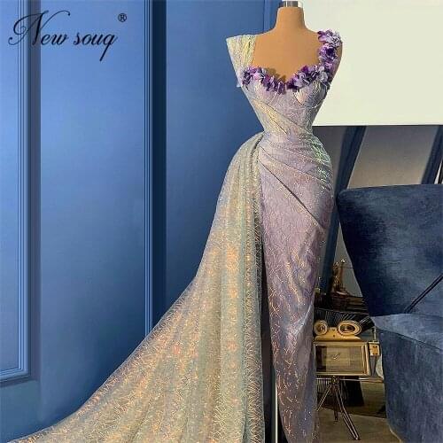 Sparkly High Split Side Evening Gowns Dubai Evening Wear 2020 Robe De Soiree Middle East Formal Dresses African Party Dress Prom