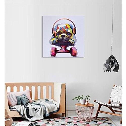 Large 100% Hand Painted cartoon Oil Paintings On Canvas handmade lovely dog oil painting for kids room home decor wall picture