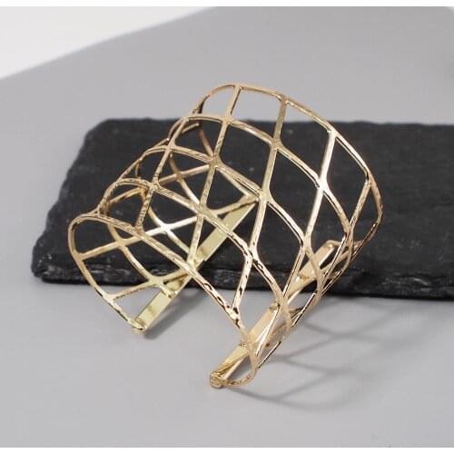 Alloy Geometry Bracelets For Women Hollow out Metal Cuff Bangles Statement Jewelry Wholesale UKMOC