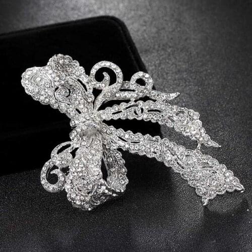 Luxury Brand Women Wedding Brooches Jewelry White color Rhinestone Bridal Pin Brooch Bouquet Christmas hijab Accessory Broches