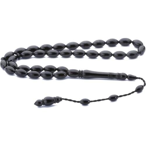 Black Natural Erzurum Jet Stone Prayer Bead Men Rosary Islamic Tasbih Made in Turkey