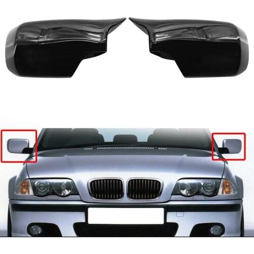 For -BMW E46 E39 325I 530I 330I 525I Bright Black ABS Side Rear View Mirror Cap Cover Shell Trim