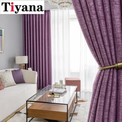 Purple Linen 80% High Shading Blackout Curtains for Living Room Bedroom Kitchen Curtains for Window Cloth Curtains JK030D