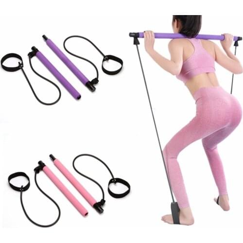 Fitness Multi-functional Yoga Pull Rods Portable Gym Pilates Bar Resistance Band Trainer Pilates Bar Gym Stick Workout