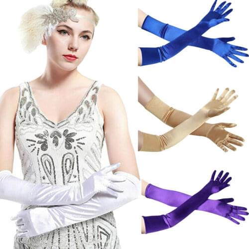 Goocheer New Arrival Womens Prom Elbow-length Long Stretch Satin Evening Party Arm Gloves
