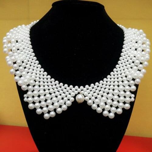 Pearl Fake Collar Stand Beads Detachable Collar Fake Women for Party Bride Dress Decorate False Collar