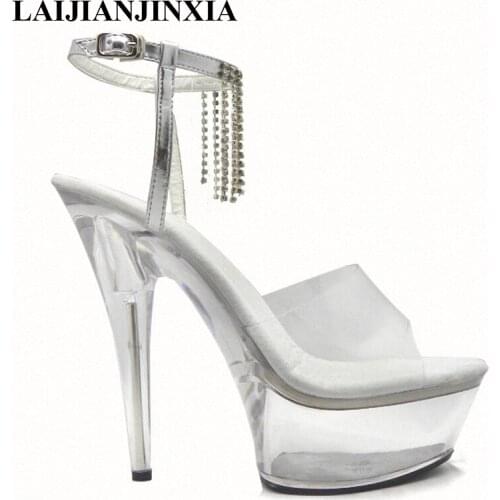 LAIJIANJINXIA New Sexy 15 CM High-Heeled Sandals Fashion Nightclub Shoes Pole Dancing Shoes Model High Heels Womens Shoes S-043