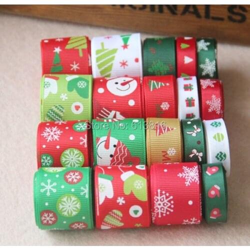 High quality 19 YDS Mixed 19 style satin / grosgrain ribbons cartoon hairbows Ribbon Set Christmas ribbon series DIY