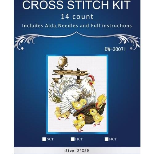 Top Quality Lovely Hot Sell Counted Cross Stitch Kit Old World Holiday Ornaments Similar DMC dw-30071 Chicken family