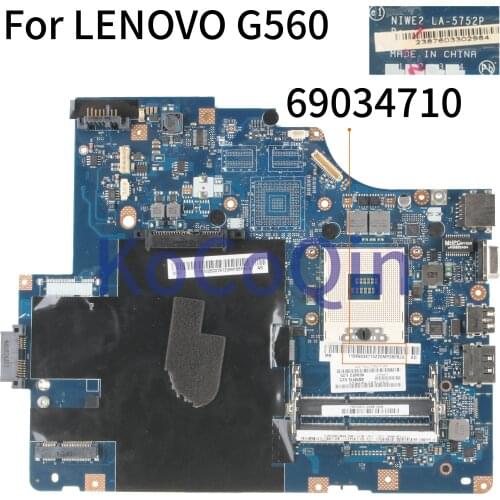 KoCoQin Laptop motherboard For LENOVO IdeaPad G560 Z560 HM55 1GB Mainboard NIWE2 LA-5752P 11S69034707