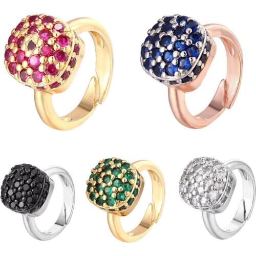 HECHENG fashion simple austrian crystal dangle ring wholesale for women gold color square shaped shining jewelry