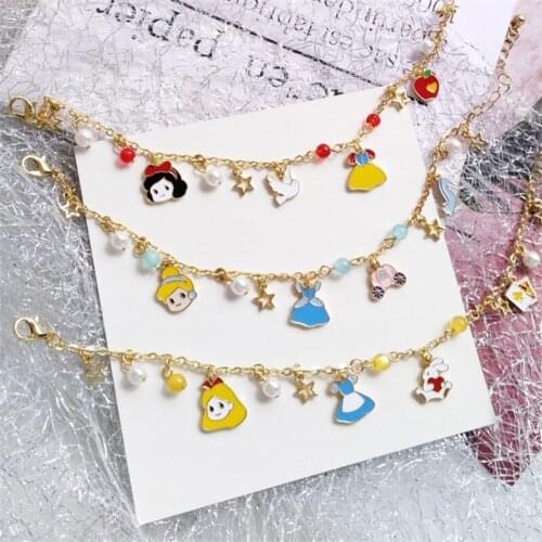 Cartoon Fairy Tale Snow White Bracelet For Woman Girl Cute Stars Pearls Pendant Accessories Bracelets Jewelry