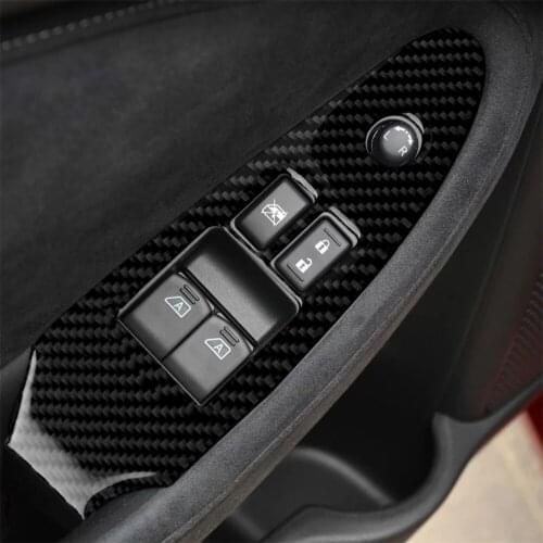 Carbon Fiber Main Driving Side Door Lift Control Cover Trim for Nissan 370z 2009+ Interior Decal Car Accessories Sticker LHD