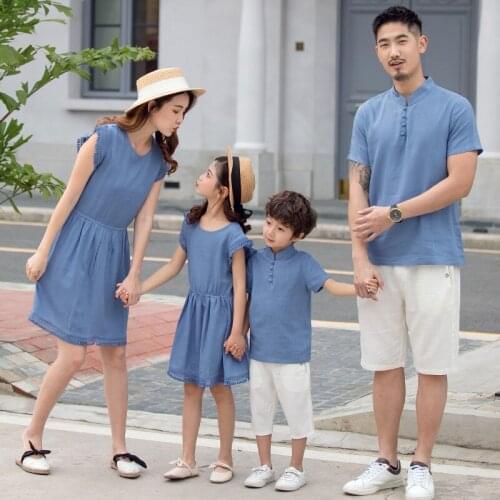 2021 new high quality solid color parent child wear mommy and me clothes