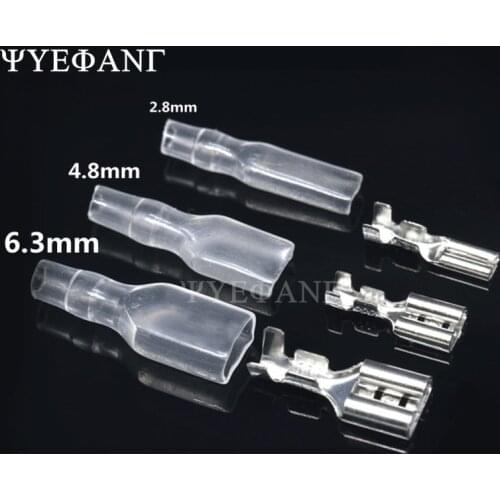 50sets 2.8/4.8/6.3mm Crimp Terminals Insulated Seal Electrical Wire Connectors Crimp Terminal Female Spade Connector 22-14AWG