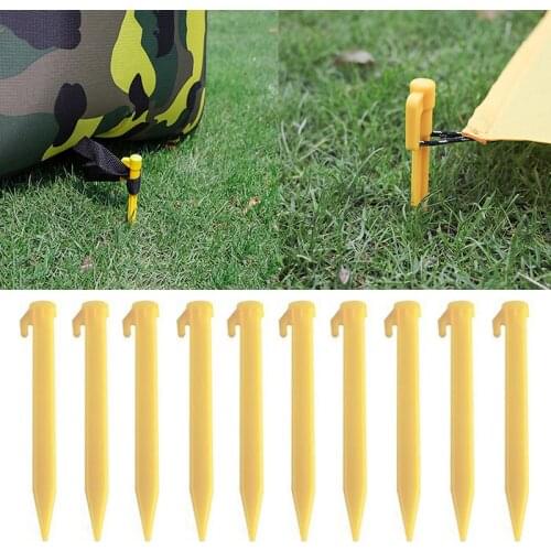 4pcs/bag Outdoor Travel Camping Tents Stakes Pins Trip Plastic Tent Nails Fixing Tent Mat Nails