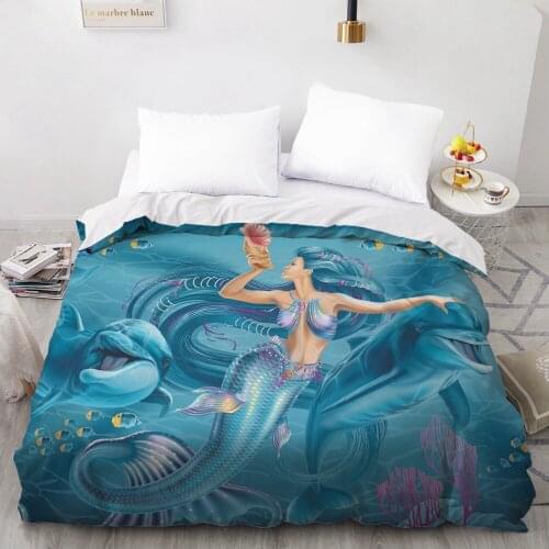 1PCS Duvet Cover,3D HD Printing Quilt Cover 240x220/200x200/140x200/210x210,Cartoon Mermaid Bedding Queen/Double size,Drop Ship
